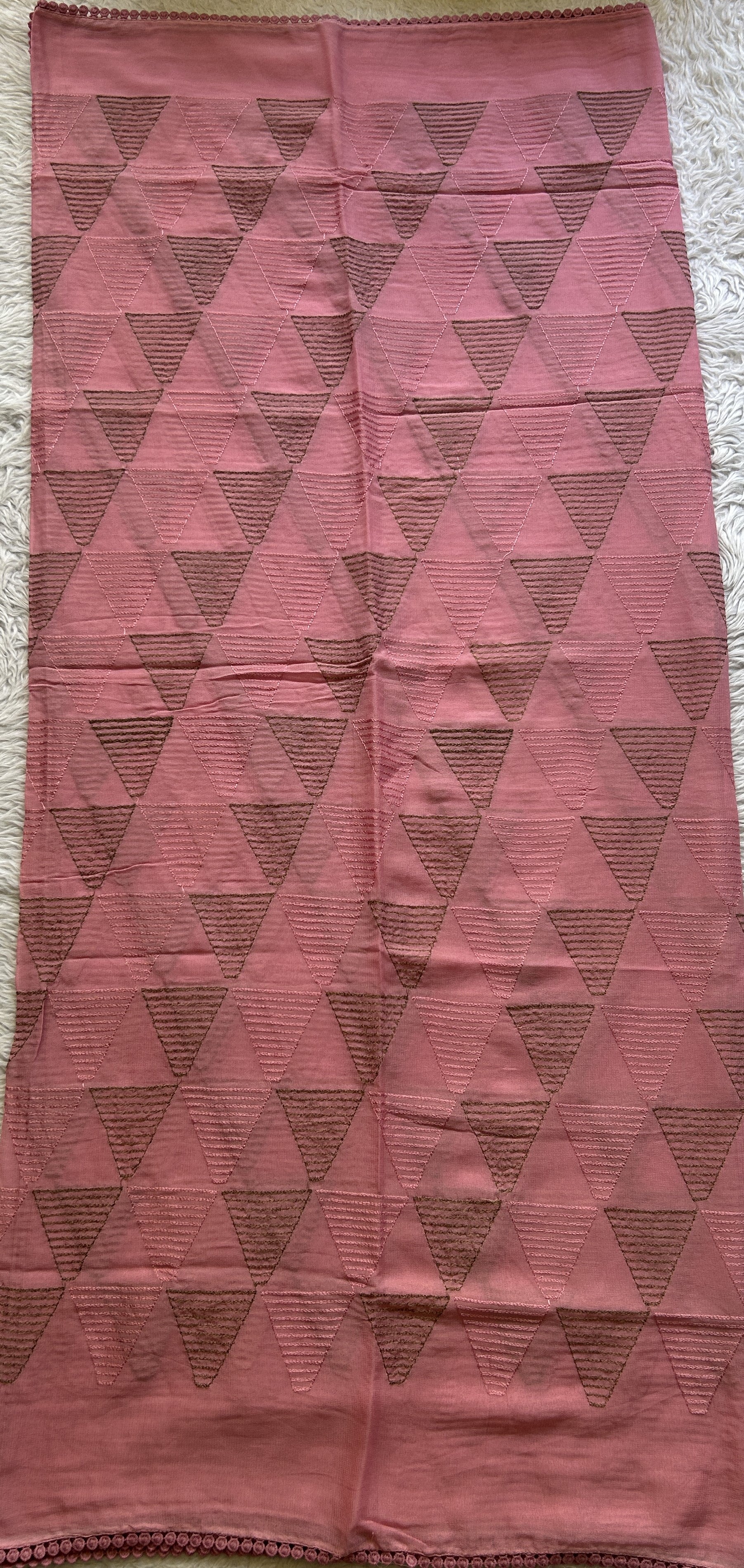 Tussar Silk Dress Material Pink Colored Elegantly with a Borderless. - Sampradaya Designer Studio