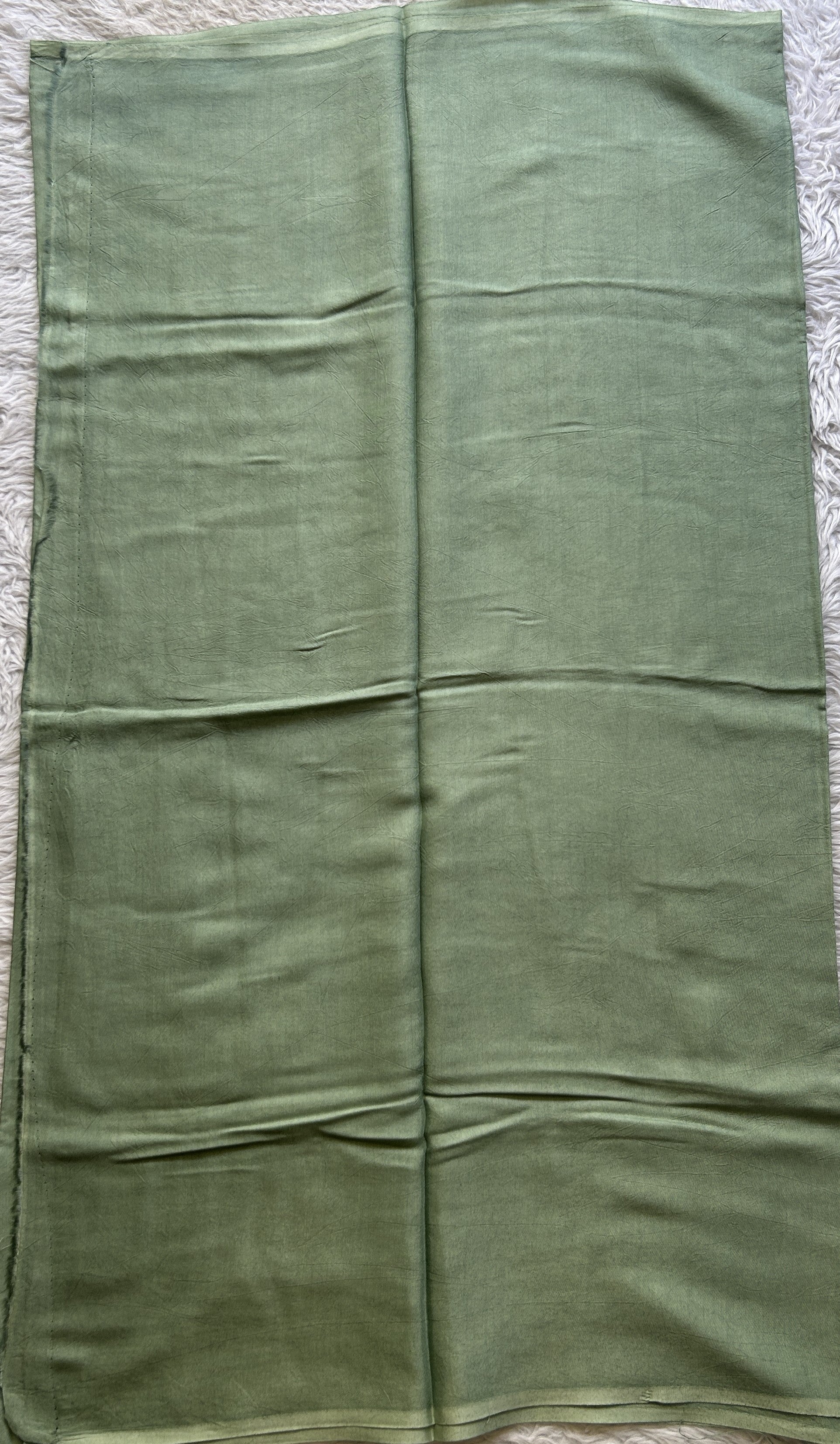 Semi Tussar Silk Dress Material Sea Green Colored Elegantly with a Borderless. - Sampradaya Designer Studio