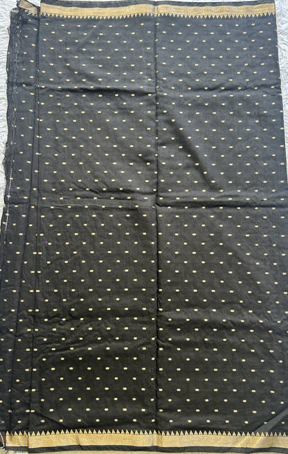 Semi Tussar Silk Dress Material Black Colored Elegantly with a Borderless. - Sampradaya Designer Studio