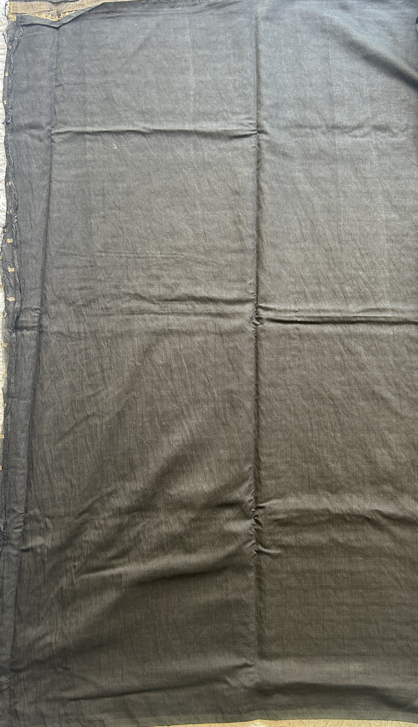 Semi Tussar Silk Dress Material Black Colored Elegantly with a Borderless. - Sampradaya Designer Studio