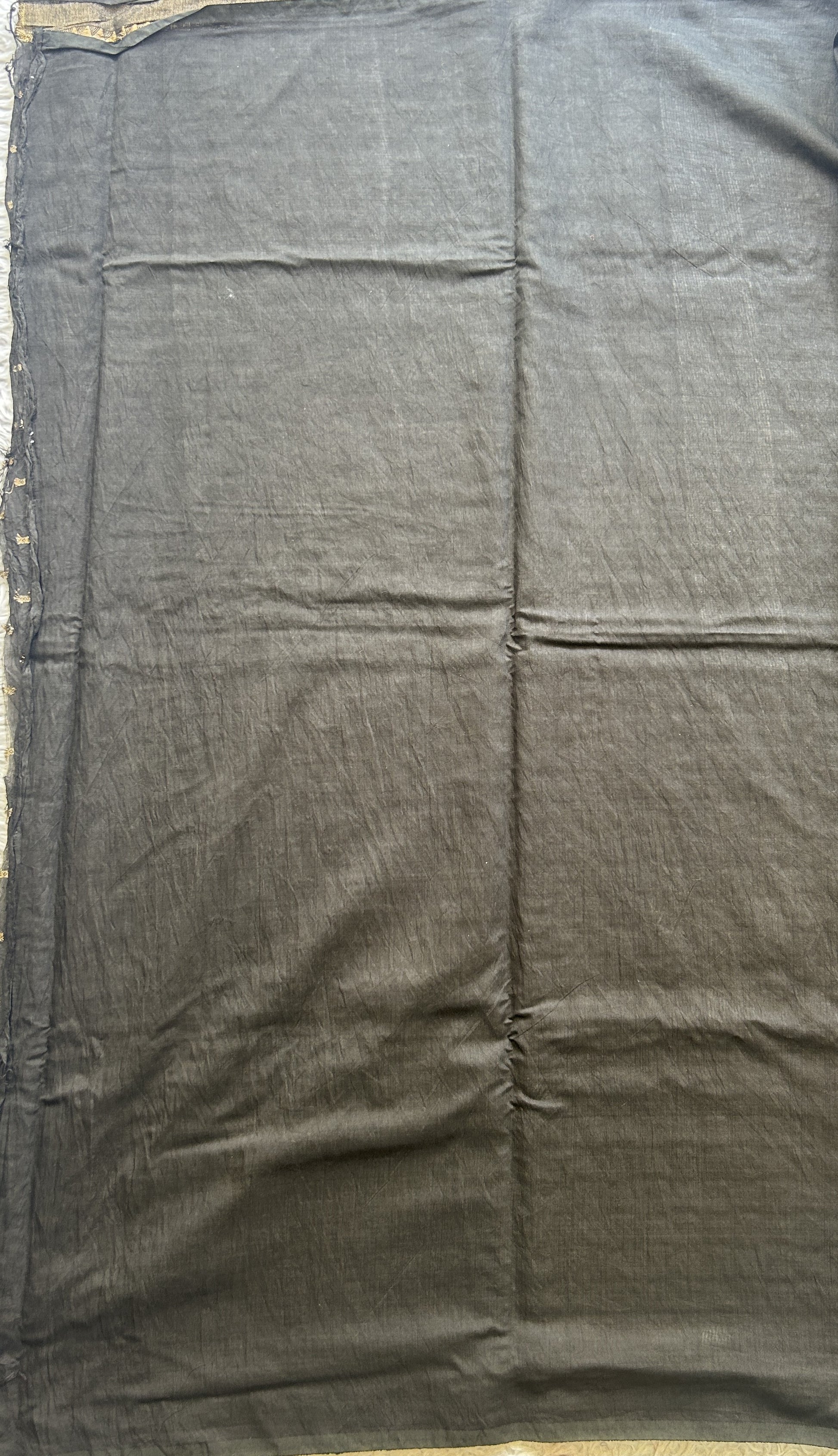 Semi Tussar Silk Dress Material Black Colored Elegantly with a Borderless. - Sampradaya Designer Studio