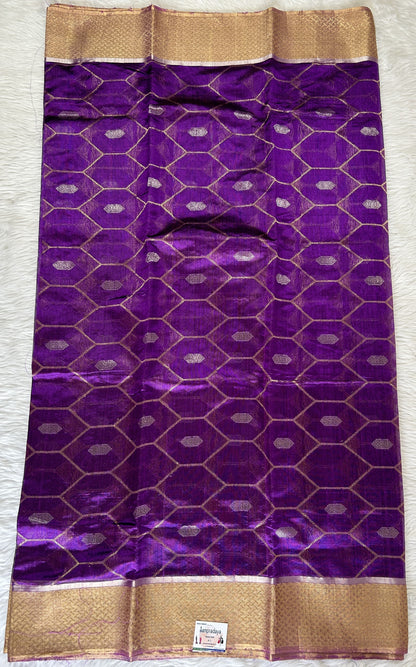 Chanderi Pattu Saree Purple colored saree complemented with a Gold Zari border - Sampradaya Designer Studio