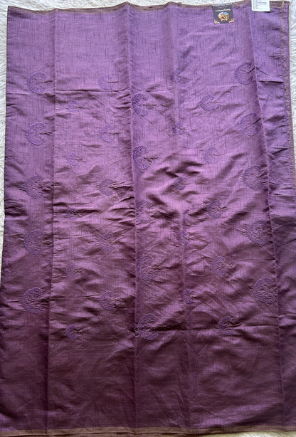 Tussar Silk Dress Material Lilac Colored Elegantly with a Borderless. - Sampradaya Designer Studio