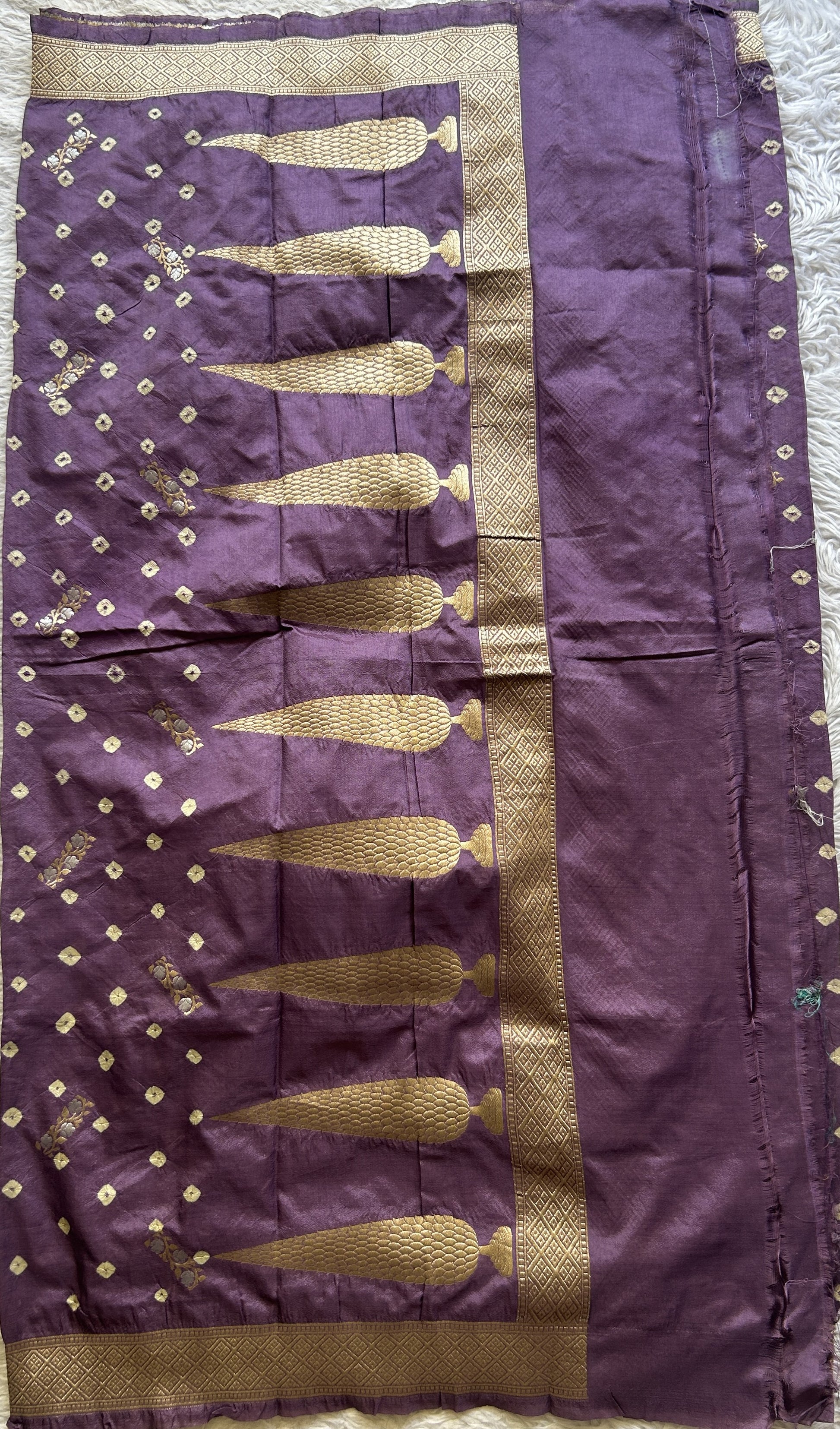 Tussar Silk Dress Material Lilac Colored Elegantly with a Borderless. - Sampradaya Designer Studio