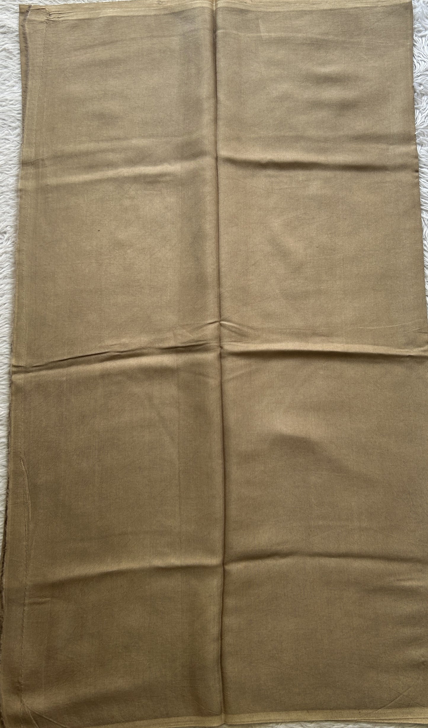 Semi Tussar Silk Dress Material Beige Colored Complemented with a Borderless. - Sampradaya Designer Studio