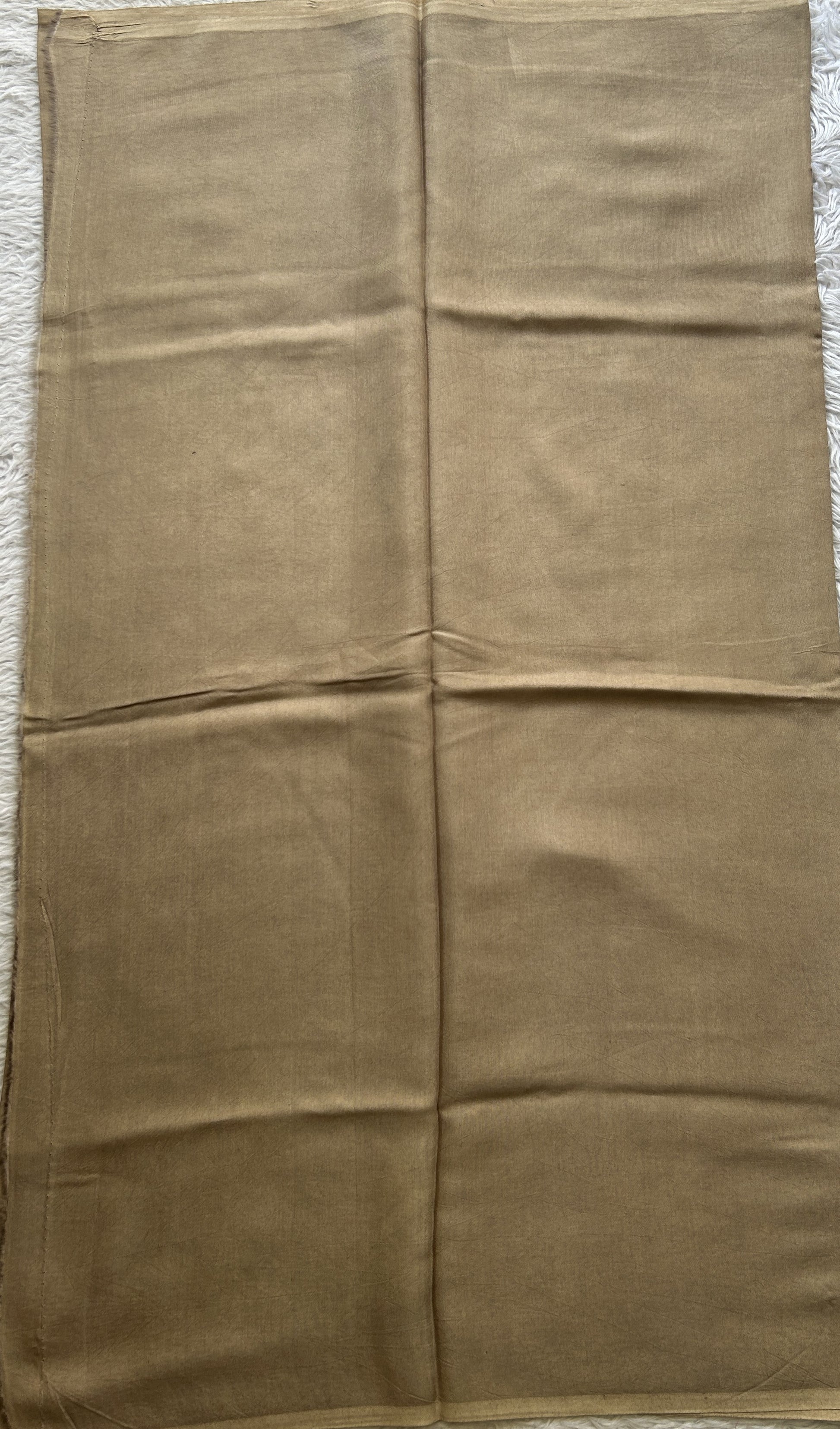 Semi Tussar Silk Dress Material Beige Colored Complemented with a Borderless. - Sampradaya Designer Studio