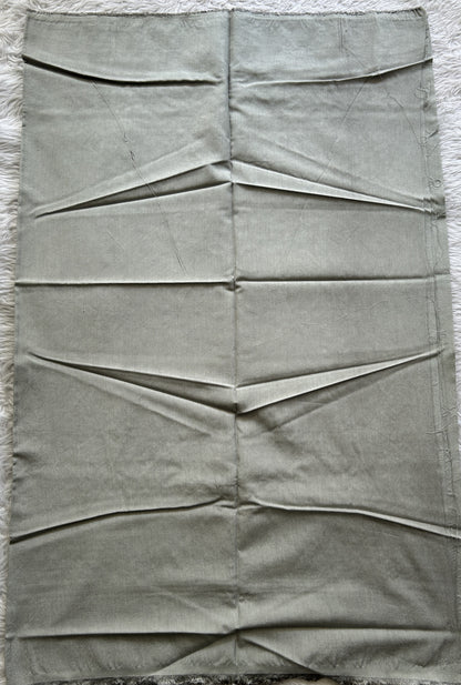 Linen Dress Material Light Gray Colored Complemented with a Zari Border. - Sampradaya Designer Studio