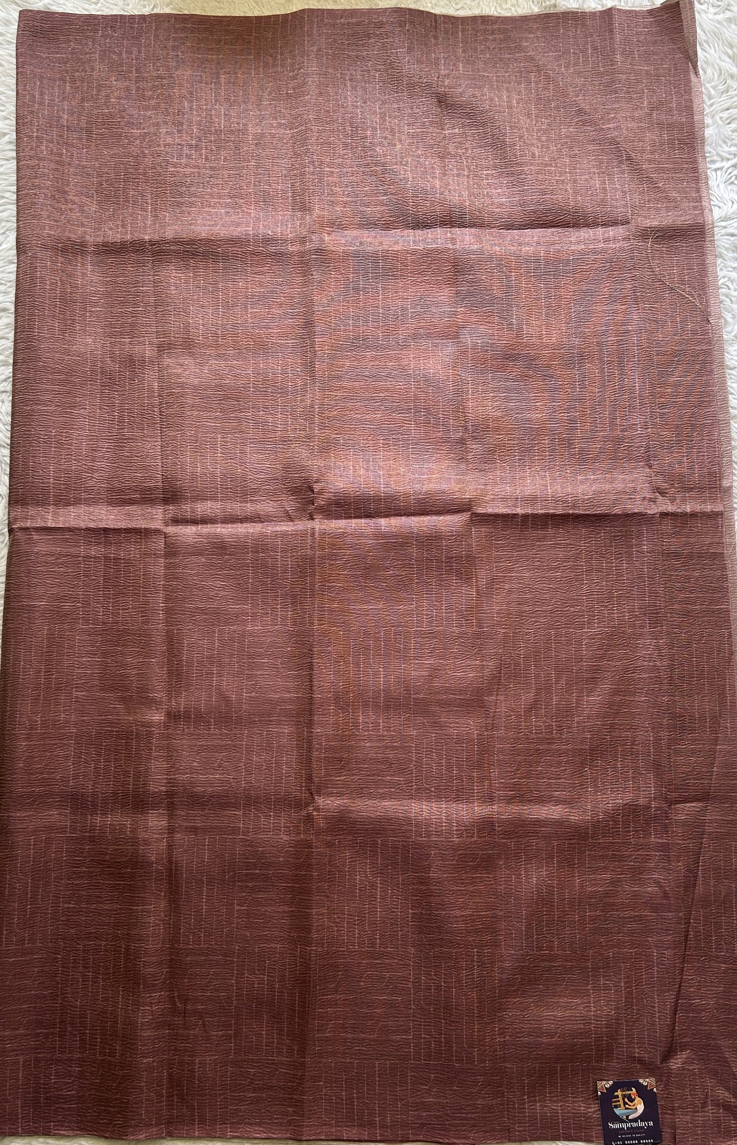 Semi Tussar Silk Dress Material Wine Colored Complemented with a Borderless. - Sampradaya Designer Studio