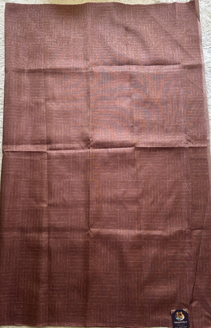 Semi Tussar Silk Dress Material Wine Colored Complemented with a Borderless. - Sampradaya Designer Studio