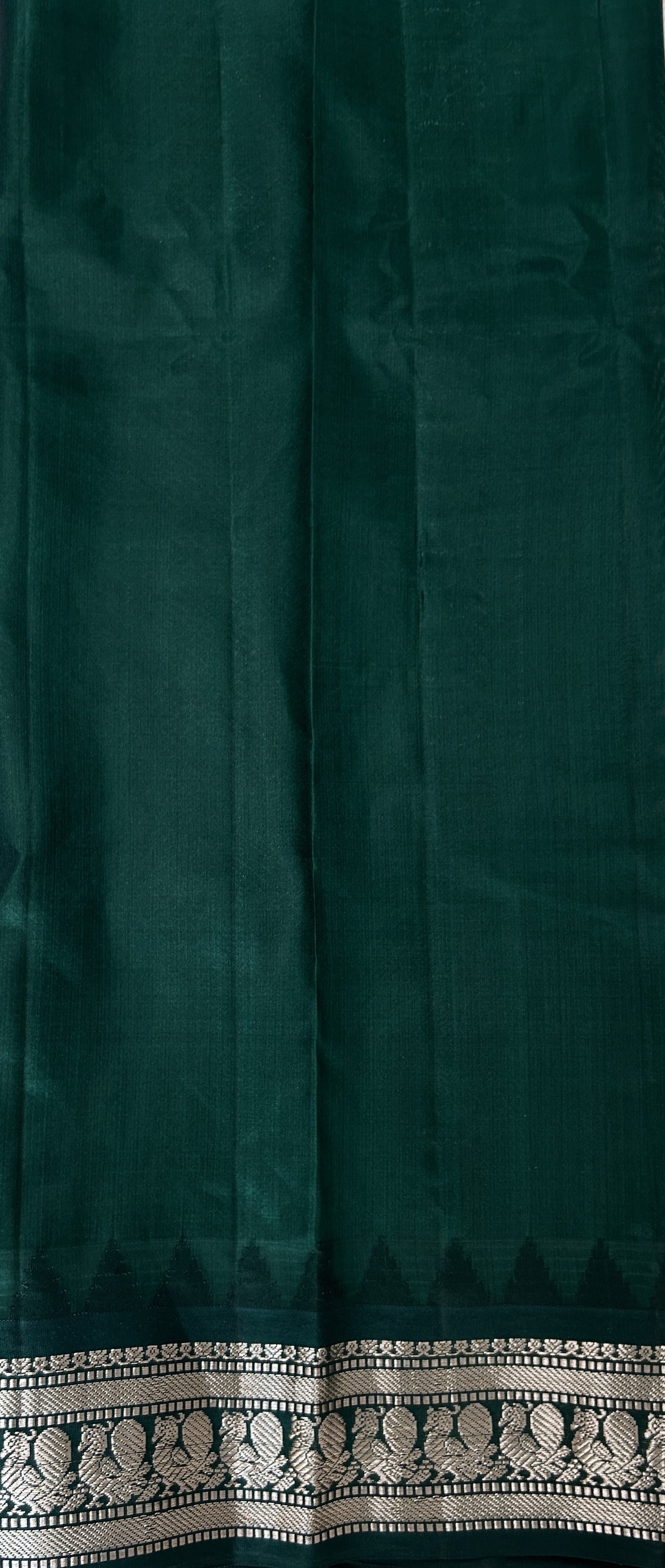 Gadwal Pattu Saree Baby Pink colored saree complemented with a Bottle green Kanchi Border - Sampradaya Designer Studio