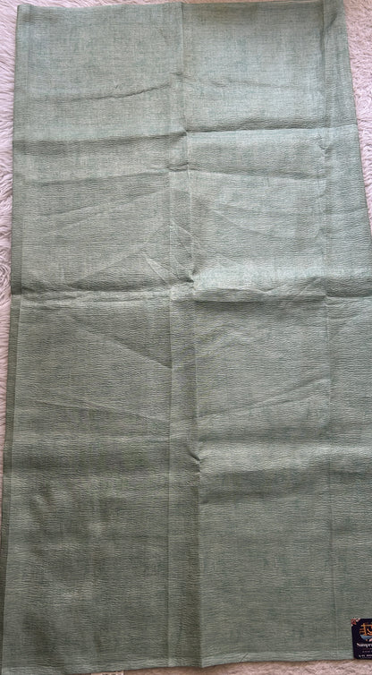 Semi Tussar Silk Dress Material Sea Green Colored Complemented with a Borderless. - Sampradaya Designer Studio