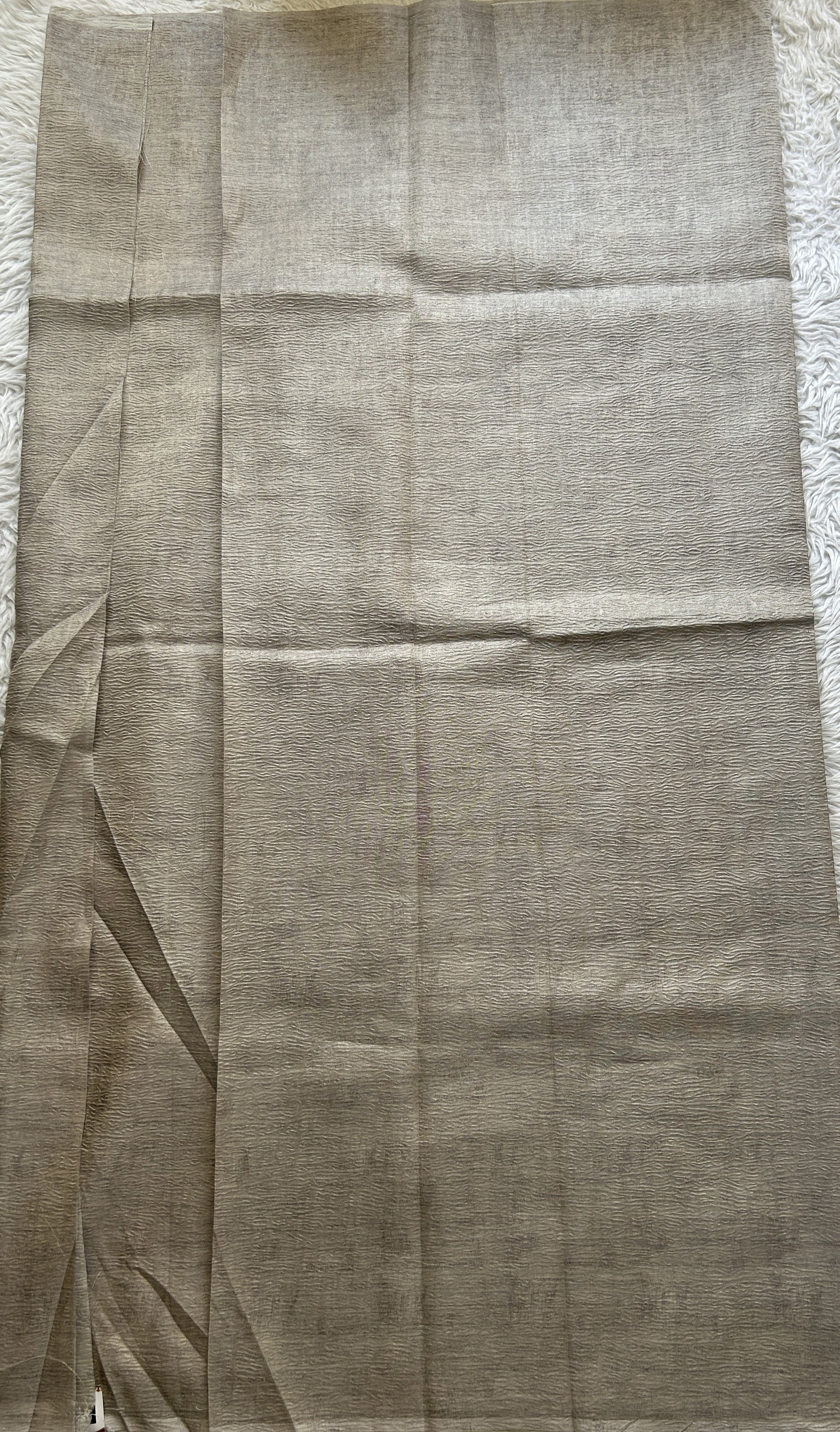 Semi Tussar Silk Dress Material Ash Colored Complemented with a Borderless. - Sampradaya Designer Studio