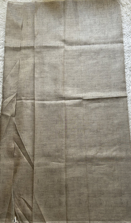 Semi Tussar Silk Dress Material Ash Colored Complemented with a Borderless. - Sampradaya Designer Studio