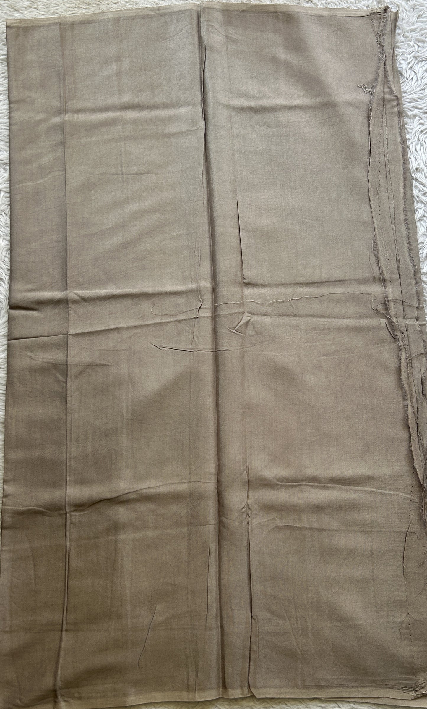 Semi Tussar Silk Dress Material Ash Colored Complemented with a Borderless. - Sampradaya Designer Studio