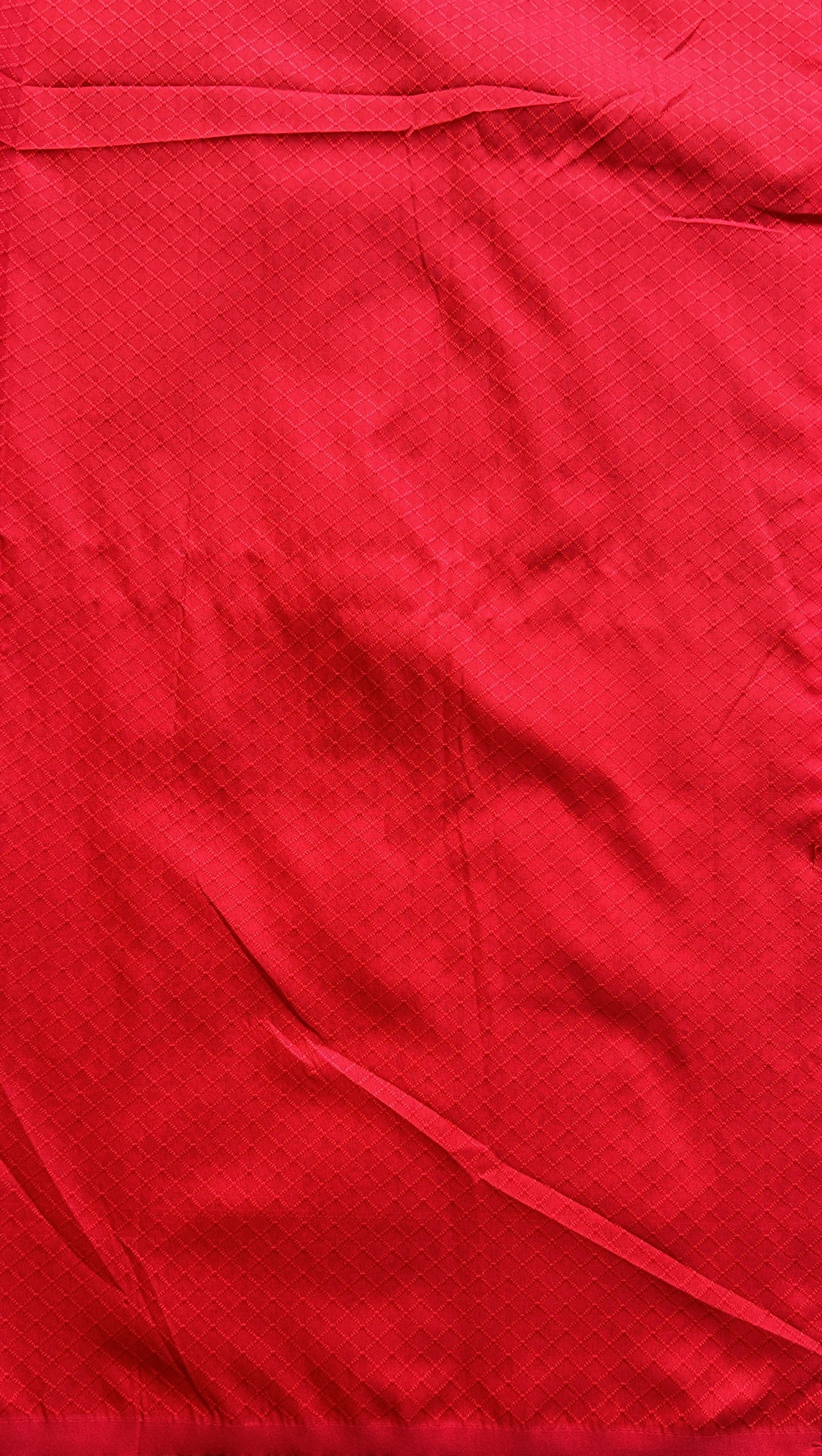 Banarasi Semi Katan Saree Red Colored Complemented with a Zari Border. - Sampradaya Designer Studio