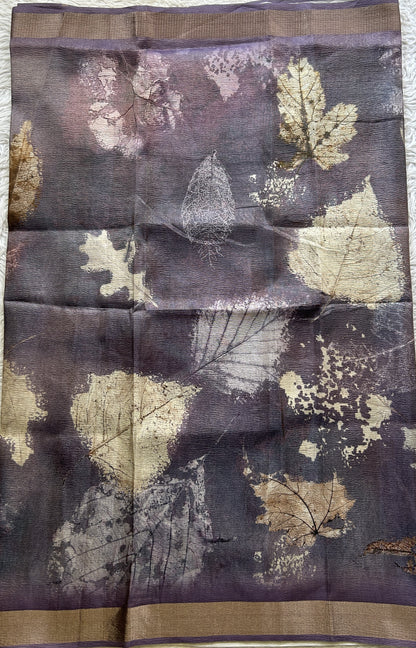 Semi Tussar Silk Dress Material Lavender Colored Complemented with a Borderless. - Sampradaya Designer Studio