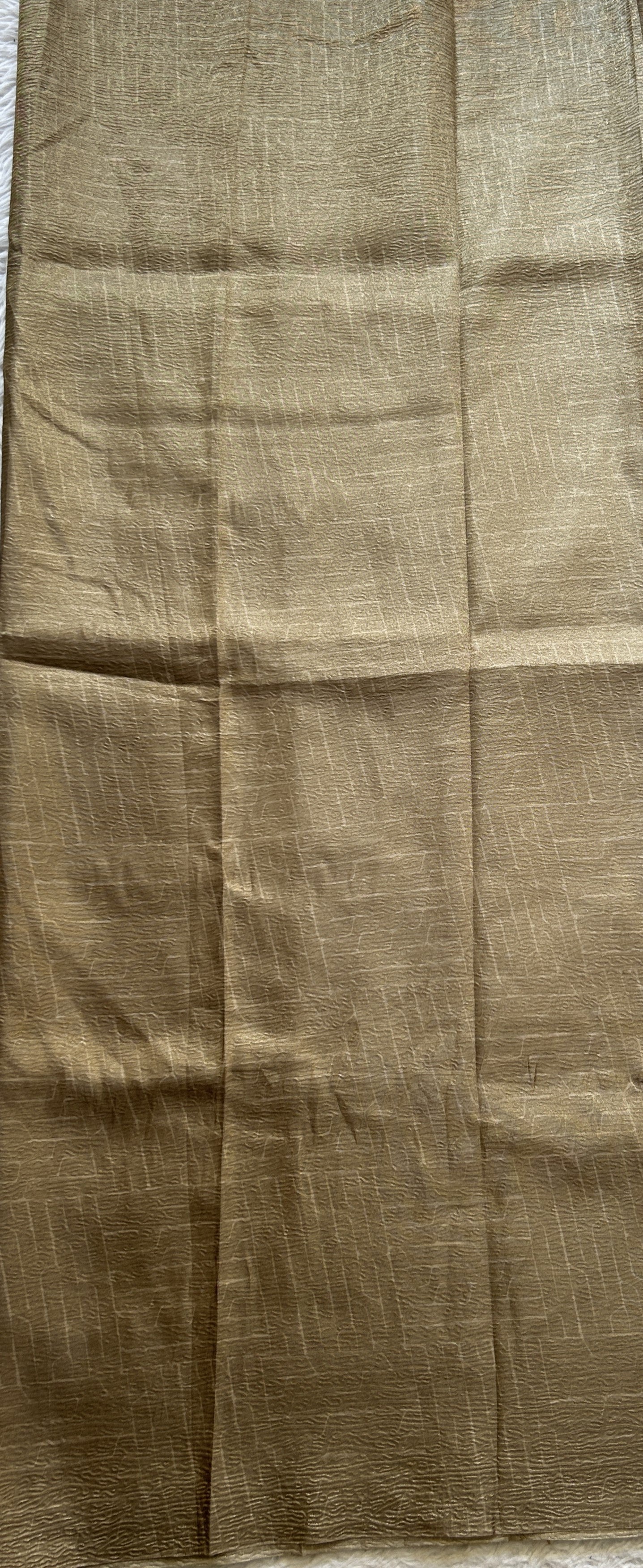 Semi Tussar Silk Dress Material Olive Green Colored Complemented with a Borderless. - Sampradaya Designer Studio