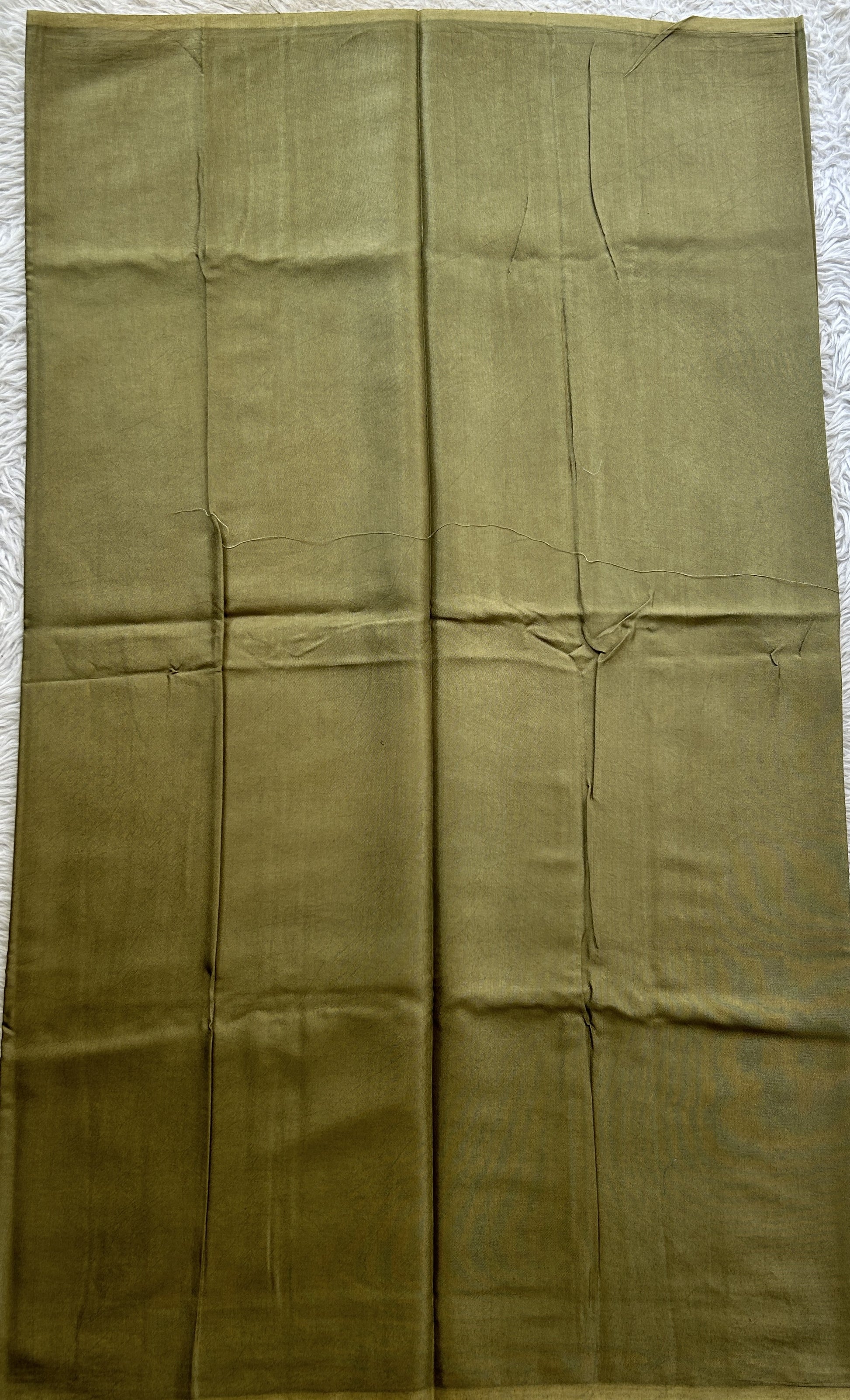 Semi Tussar Silk Dress Material Olive Green Colored Complemented with a Borderless. - Sampradaya Designer Studio