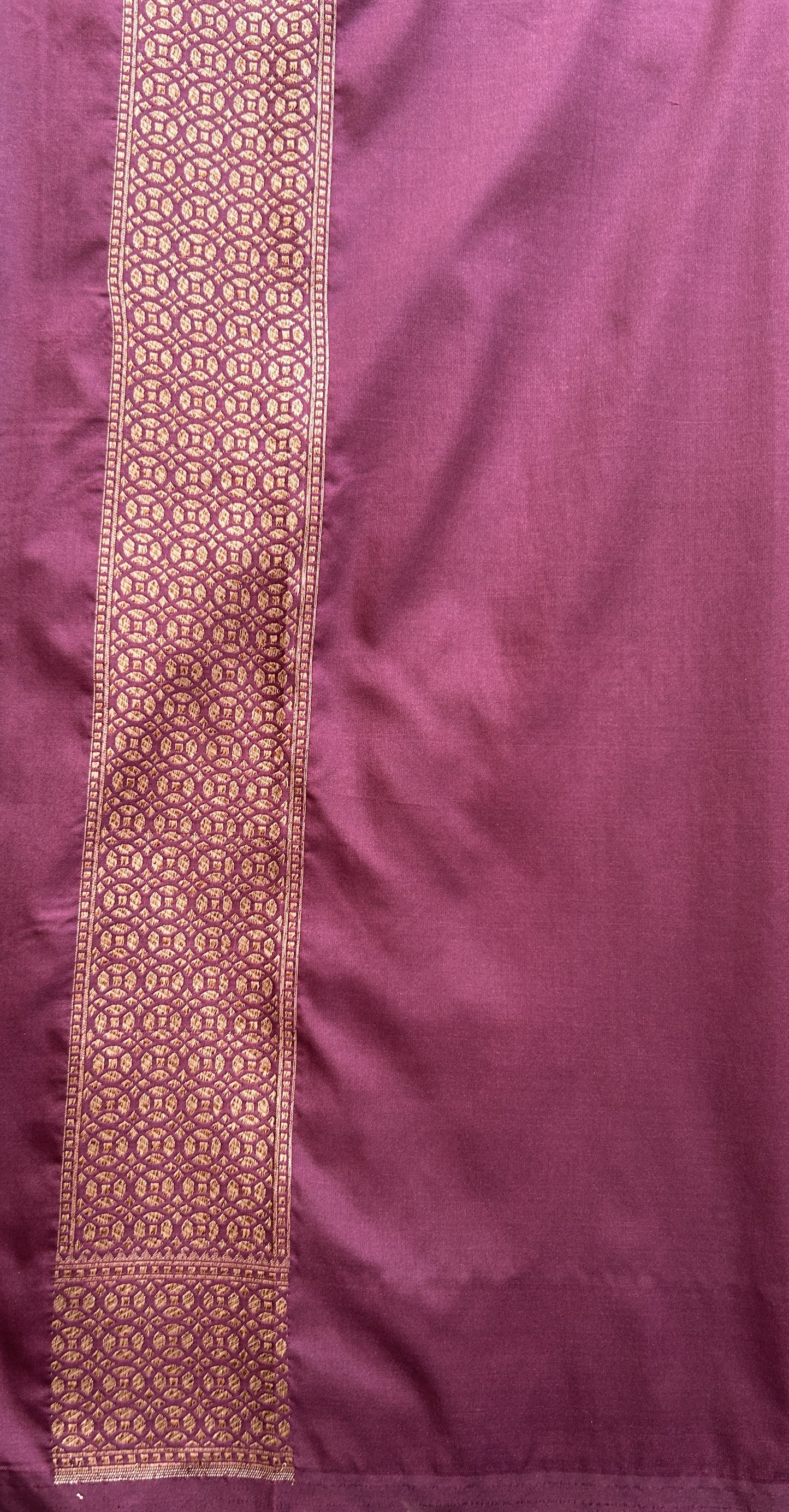 Banarasi Semi Katan Saree Dark Maroon Colored Complemented with a Zari Border. - Sampradaya Designer Studio