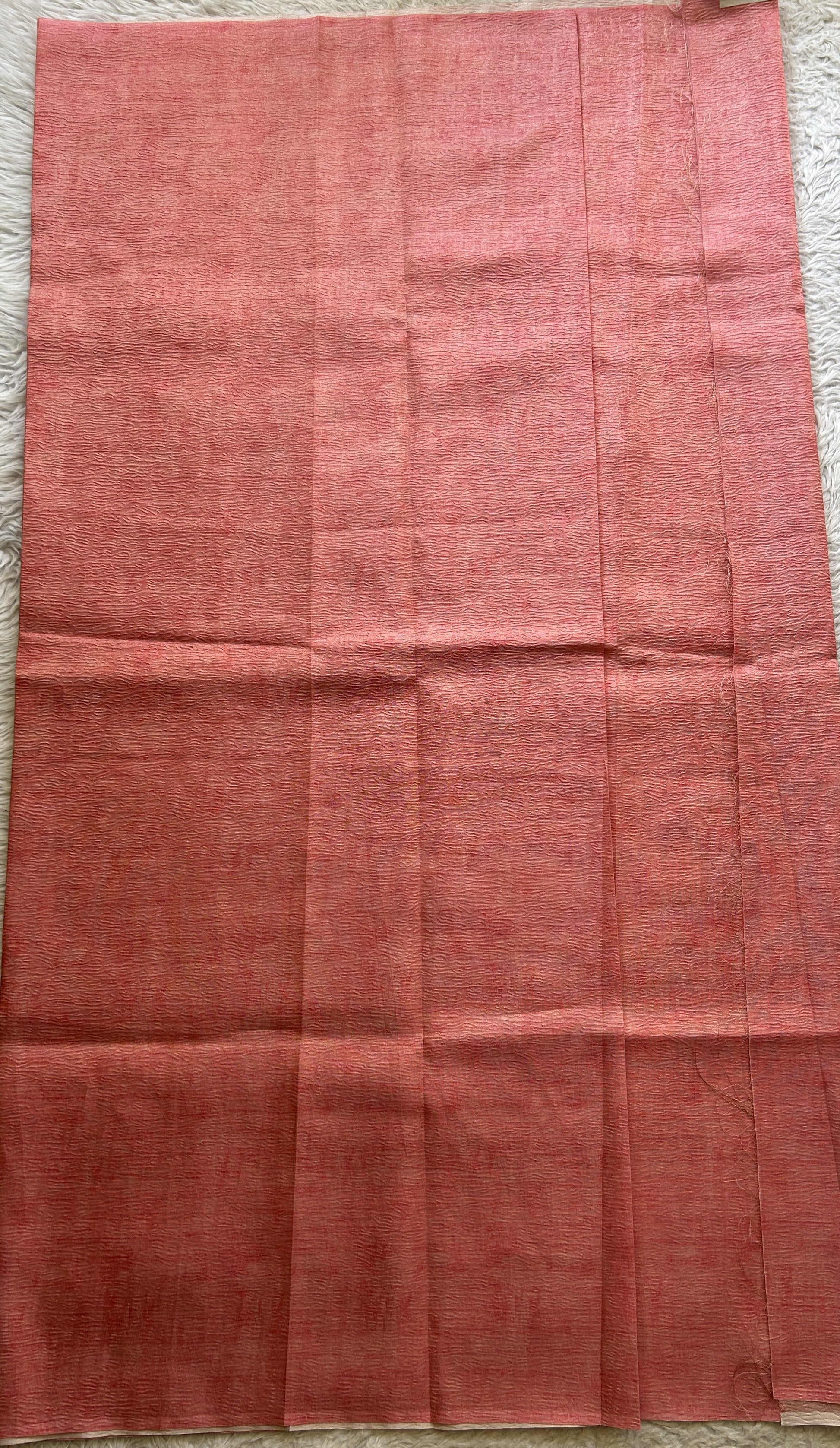 Semi Tussar Silk Dress Material Light Pink Colored Complemented with a Borderless. - Sampradaya Designer Studio