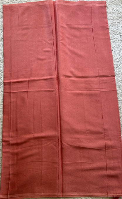 Semi Tussar Silk Dress Material Light Pink Colored Complemented with a Borderless. - Sampradaya Designer Studio