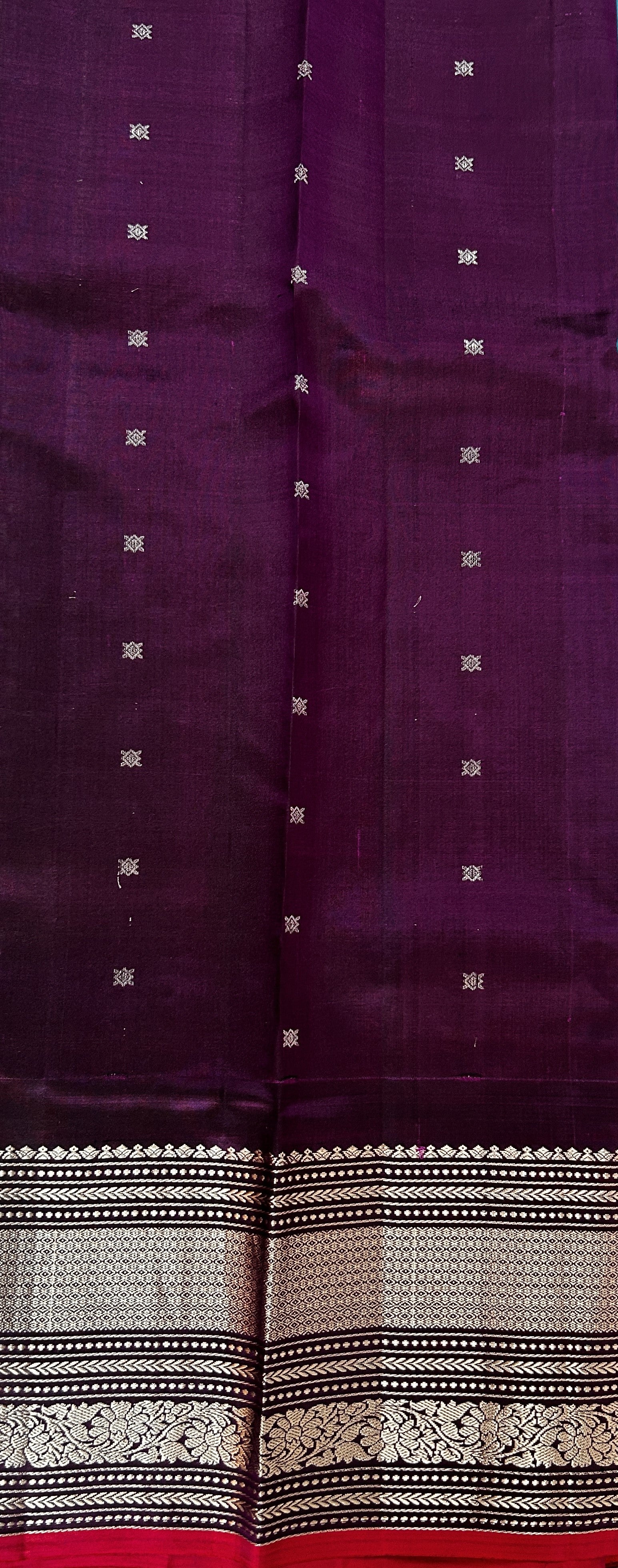 Gadwal Pattu Saree Aqua Blue colored saree complemented with a Dark Violet Kanchi Border - Sampradaya Designer Studio