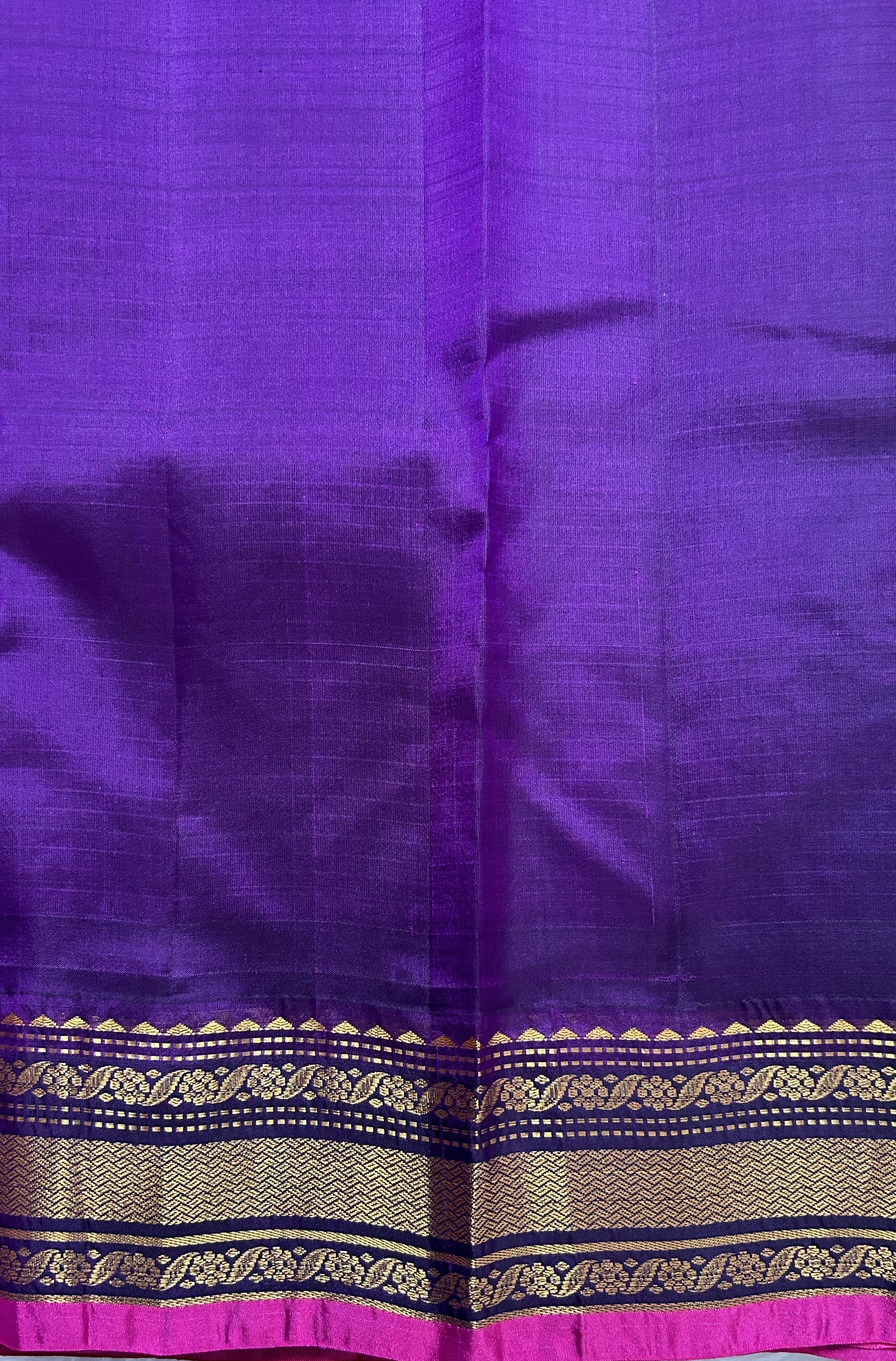 Gadwal Pattu Saree Turquoise Blue colored saree complemented with a Magenta Kanchi Border - Sampradaya Designer Studio