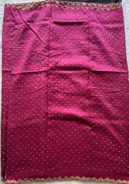 Bandhani Saree Hot Pink Colored Elegantly Paired with a Borderless. - Sampradaya Designer Studio