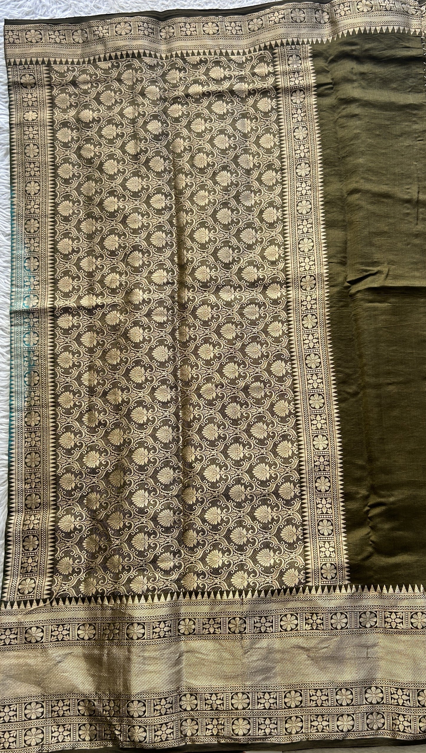 Bandhani Saree Rama Blue Colored Elegantly Paired with a Zari Border. - Sampradaya Designer Studio