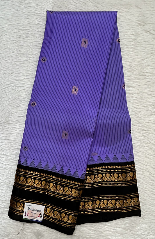 Gadwal Pattu Saree Violet colored saree complemented with a Black Color Kanchi Border - Sampradaya Designer Studio
