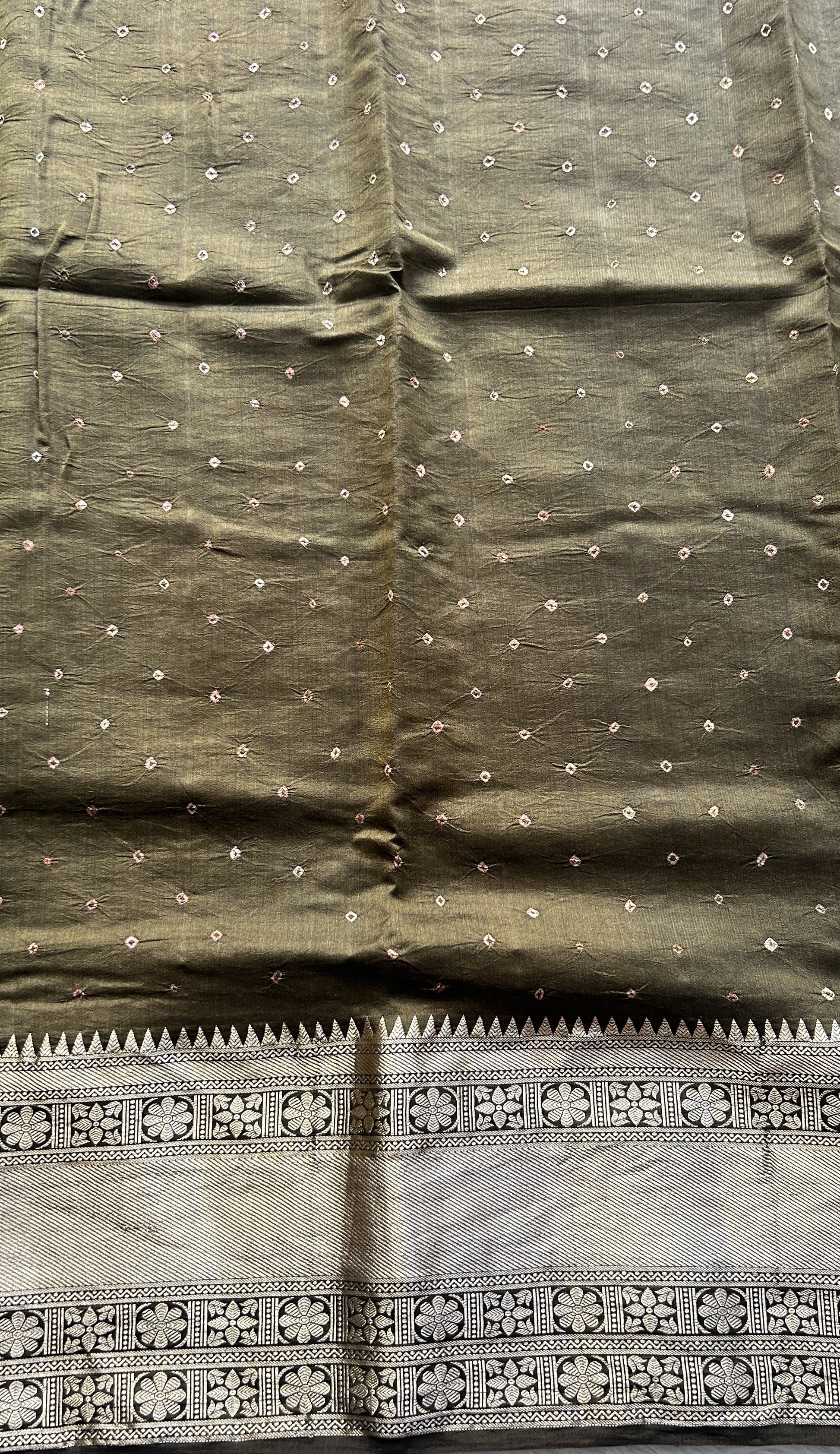 Bandhani Saree Rama Blue Colored Elegantly Paired with a Zari Border. - Sampradaya Designer Studio