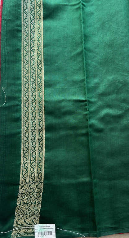 Chiniya Silk Saree Red Colored exquisite with a Zari Border. - Sampradaya Designer Studio