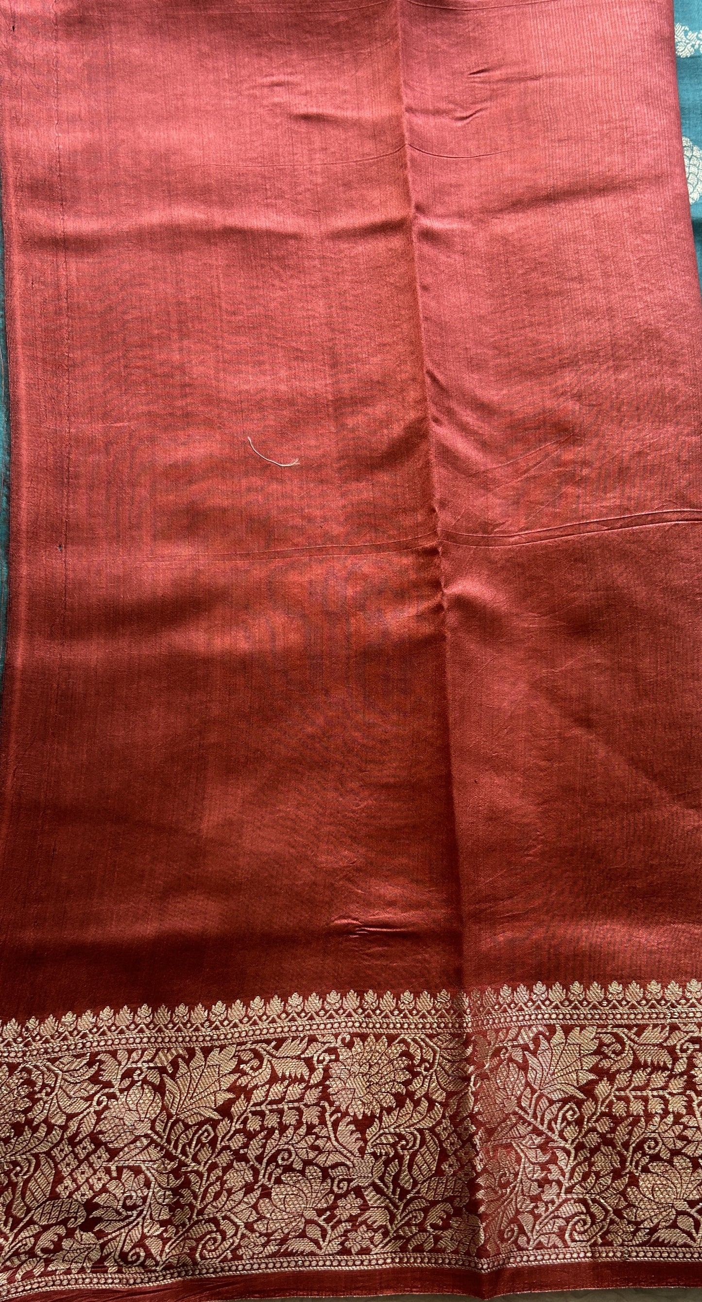 Chiniya Silk Saree Dusty Blue Colored Elegantly Paired with a Zari Border. - Sampradaya Designer Studio