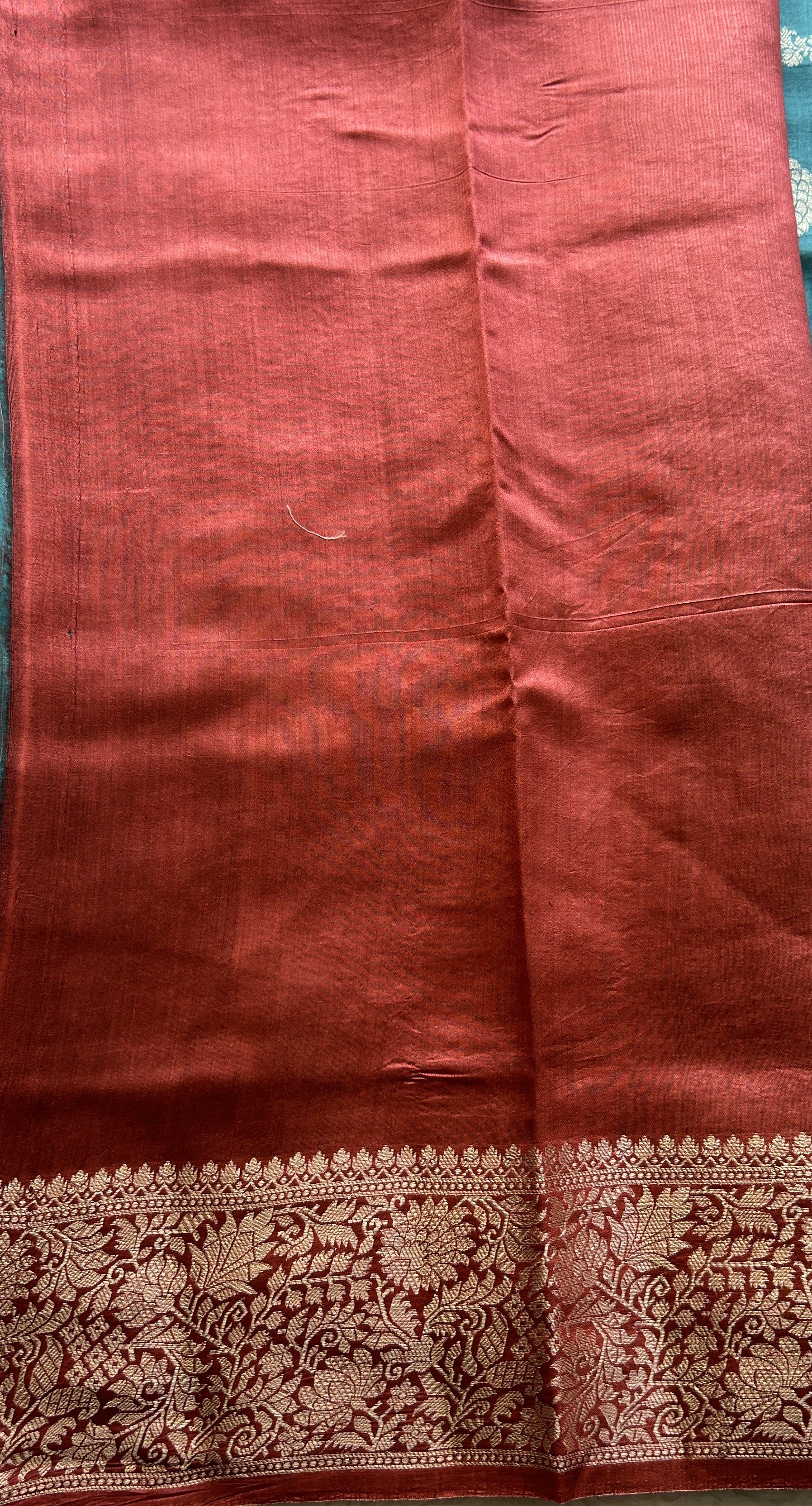 Chiniya Silk Saree Dusty Blue Colored Elegantly Paired with a Zari Border. - Sampradaya Designer Studio