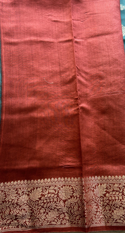 Chiniya Silk Saree Dusty Blue Colored Elegantly Paired with a Zari Border. - Sampradaya Designer Studio