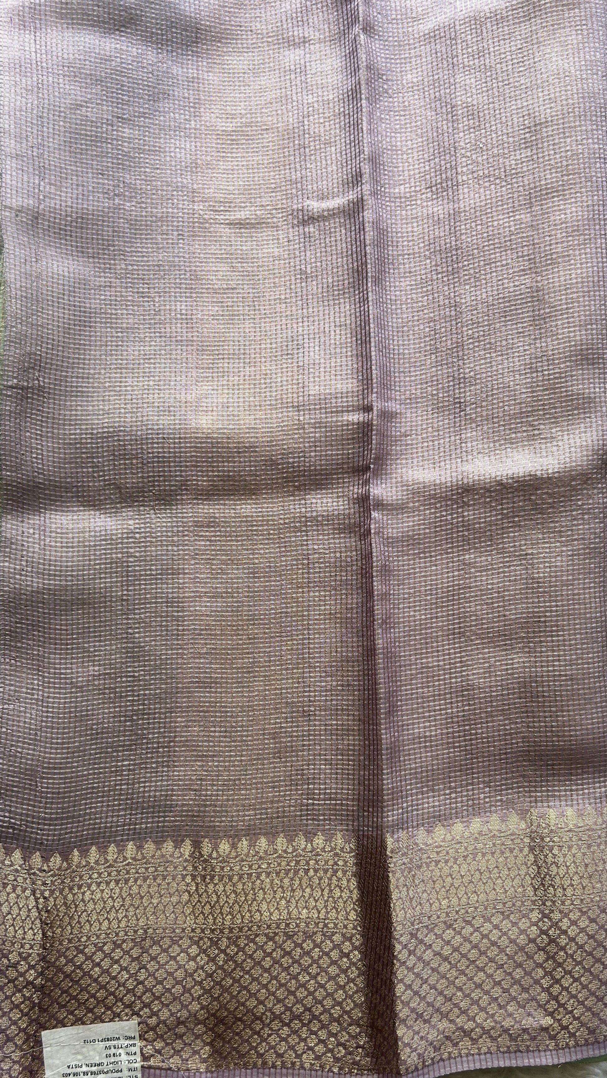 Chiniya Silk Saree Light Sea Green Colored Elegantly Paired with a Zari Border. - Sampradaya Designer Studio