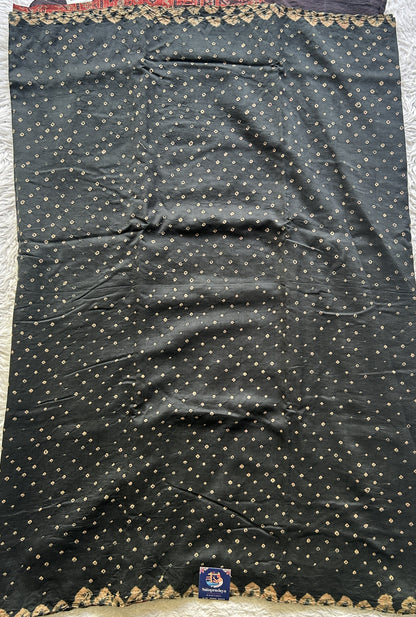 Bandhani Saree Black Colored Elegantly Paired with a Borderless. - Sampradaya Designer Studio