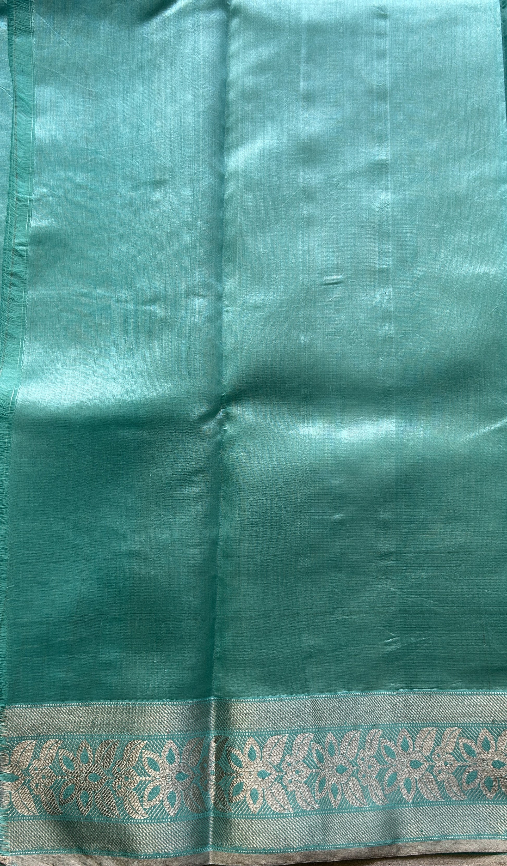 Chanderi Silk Saree Sea Blue color Elegantly Paired with a Zari border - Sampradaya Designer Studio