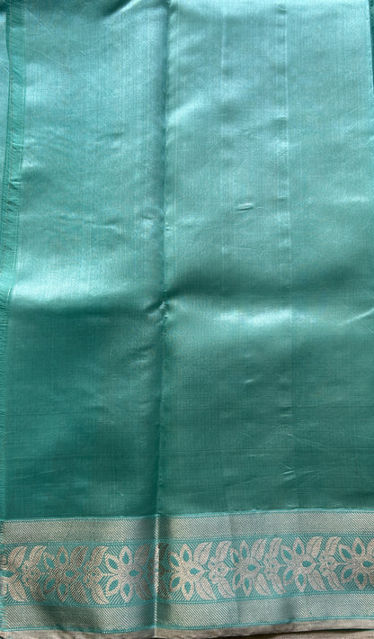 Chanderi Silk Saree Sea Blue color Elegantly Paired with a Zari border - Sampradaya Designer Studio