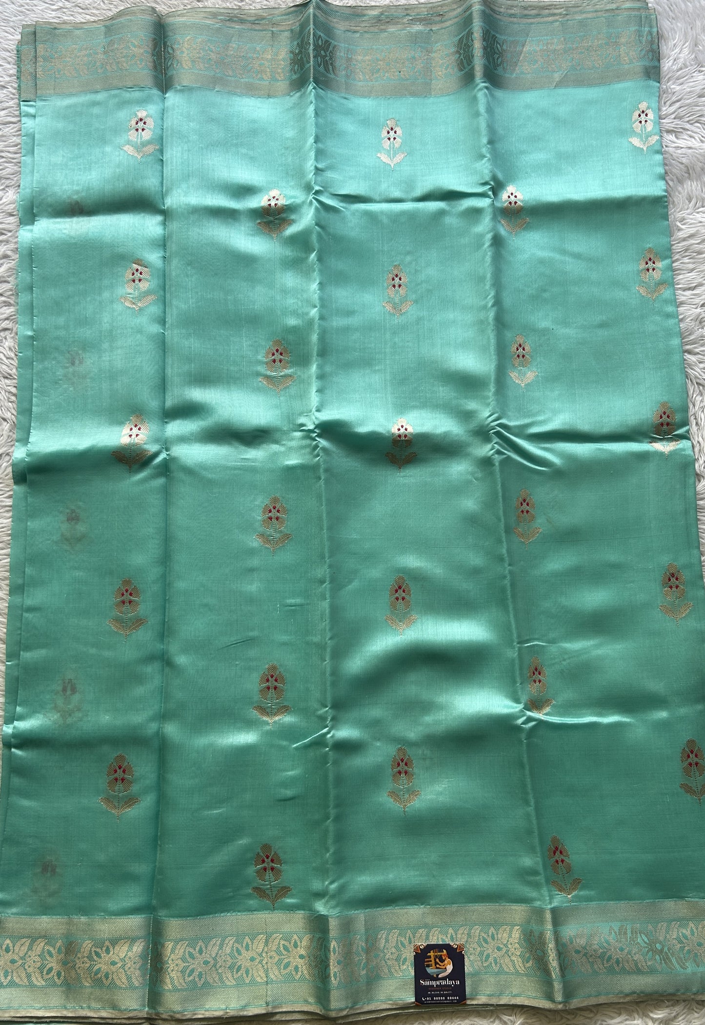 Chanderi Silk Saree Sea Blue color Elegantly Paired with a Zari border - Sampradaya Designer Studio