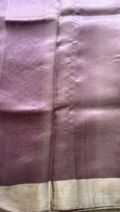 Chanderi Silk Saree Lavender color Elegantly Paired with a Zari border - Sampradaya Designer Studio