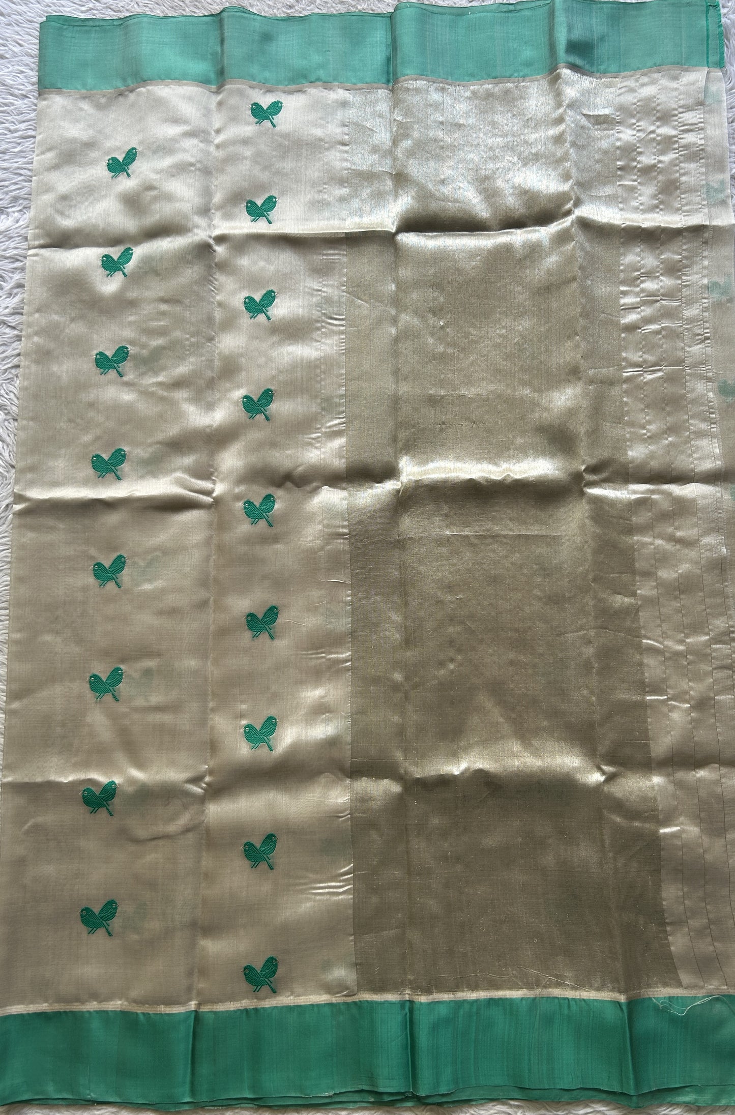 Chanderi Silk Saree Off White color Elegantly Paired with a Plain border - Sampradaya Designer Studio