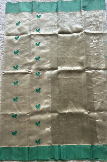 Chanderi Silk Saree Off White color Elegantly Paired with a Plain border - Sampradaya Designer Studio