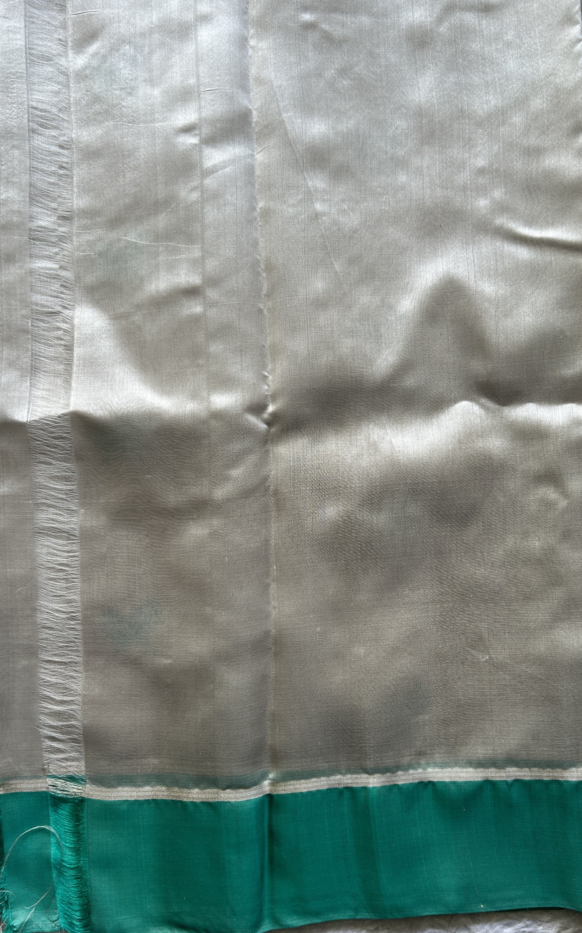 Chanderi Silk Saree Off White color Elegantly Paired with a Plain border - Sampradaya Designer Studio