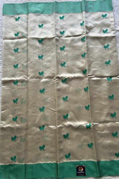 Chanderi Silk Saree Off White color Elegantly Paired with a Plain border - Sampradaya Designer Studio