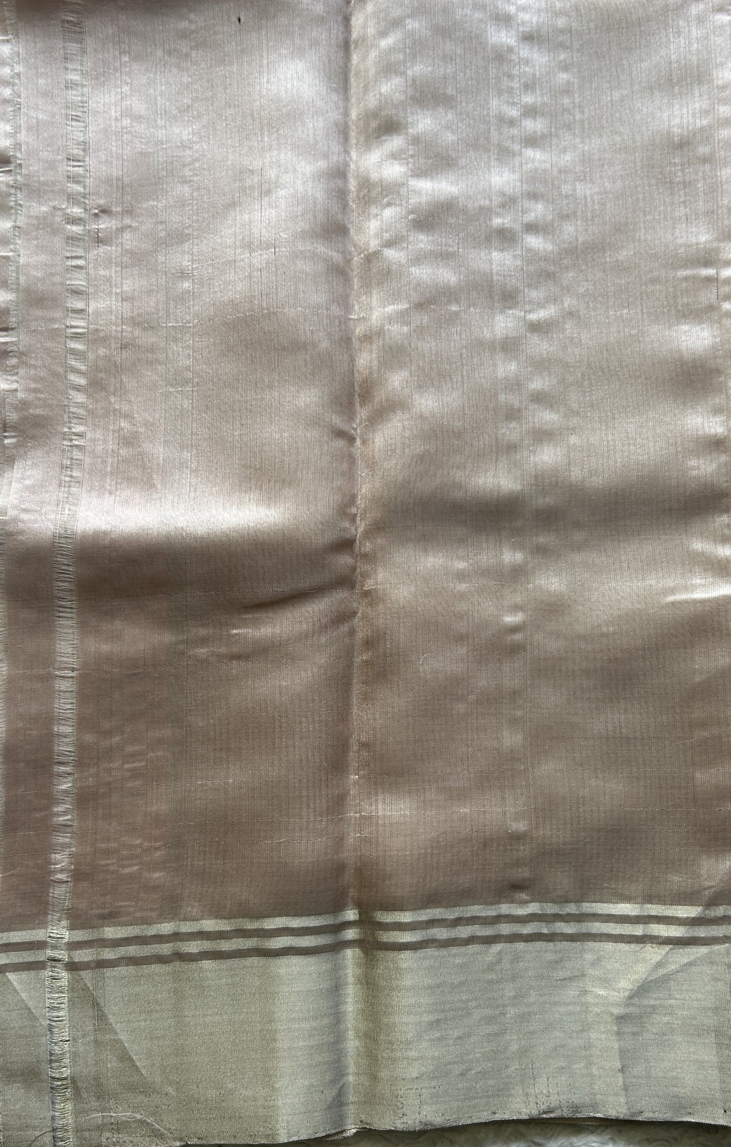 Chanderi Silk Saree Beige color Elegantly Paired with a Zari border - Sampradaya Designer Studio