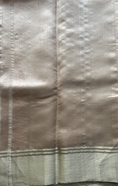 Chanderi Silk Saree Beige color Elegantly Paired with a Zari border - Sampradaya Designer Studio