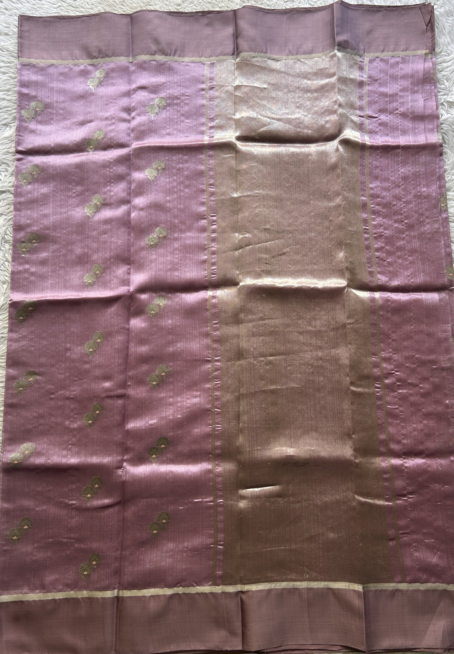 Chanderi Silk Saree Lilac color Elegantly Paired with a Zari border - Sampradaya Designer Studio