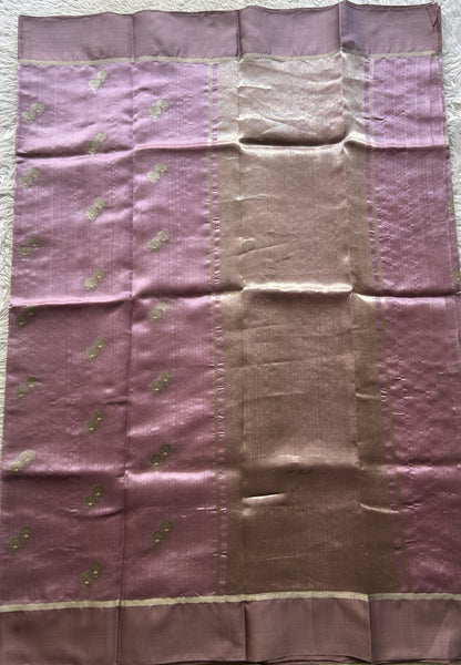 Chanderi Silk Saree Lilac color Elegantly Paired with a Zari border - Sampradaya Designer Studio