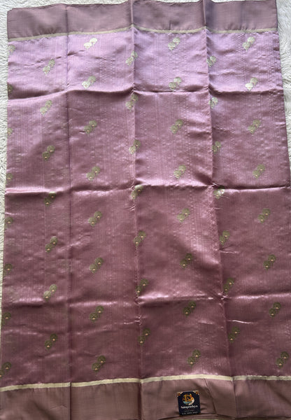 Chanderi Silk Saree Lilac color Elegantly Paired with a Zari border - Sampradaya Designer Studio